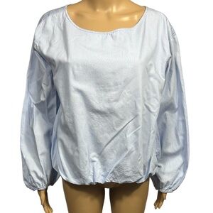 Anthropologie Maeve Cotton Balloon Sleeved Round Neck Relaxed Fit Blouse Size L